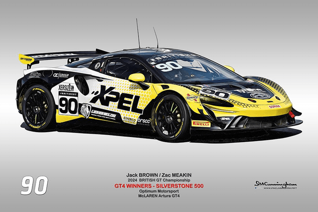 C240410 McLaren Artura GT4 British GT 24 OptimumMotorsport #90 Silverstone 500 GT4 Winners L/E